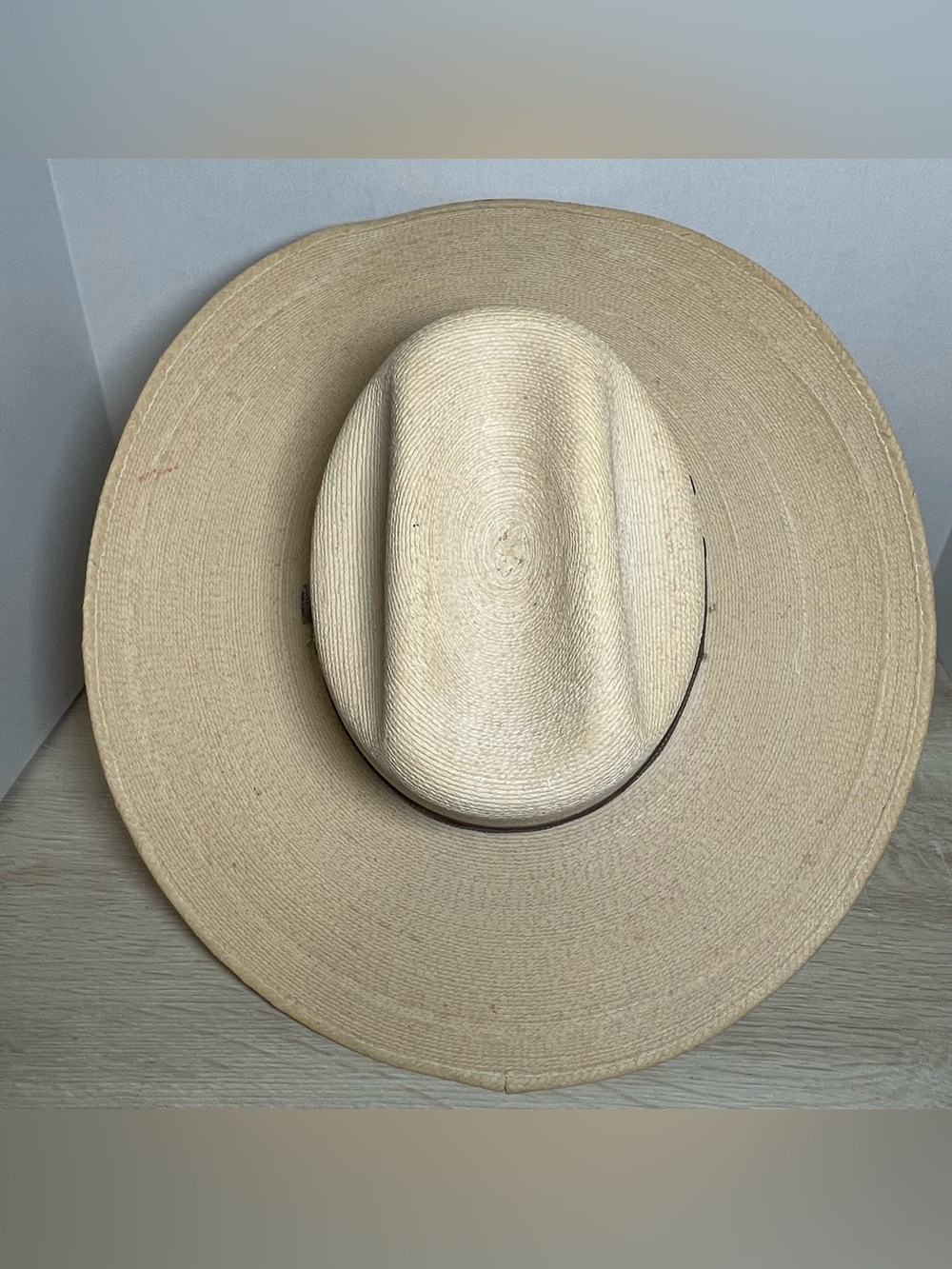 Atwood Hat Co Cowboy Hat 7 1/4 Marfa Palm Leaf Western Low Crown Long Oval EUC